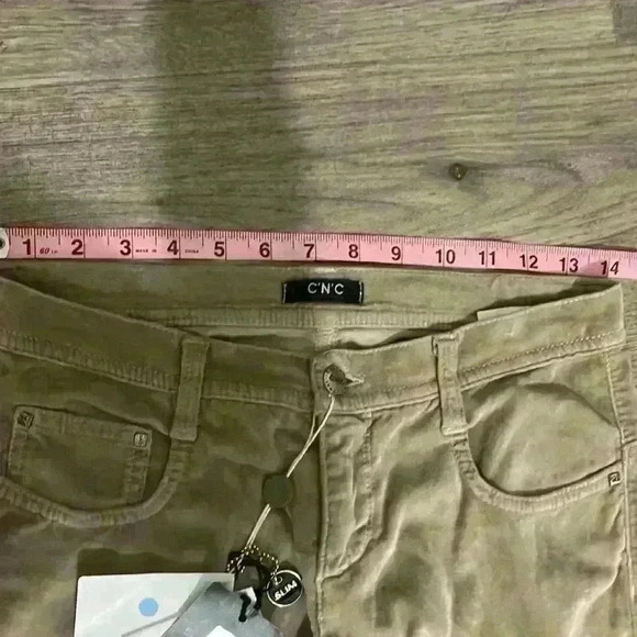 CNC Velour Beige Camel Slim Bootcut Pants Size 25 Y2K 90s - Picture 6 of 9